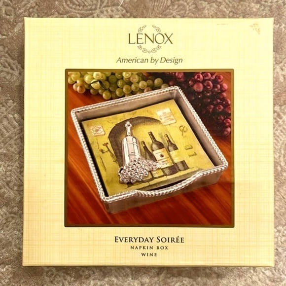 Brand New Lenox Everyday Soirée Wine Beverage Napkin Box Holder Grapes - Picture 1 of 14